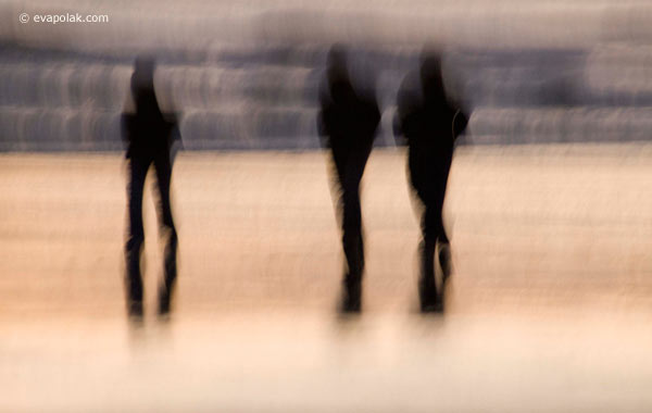 photo of beach people sunset ocean reflection